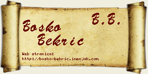 Boško Bekrić vizit kartica